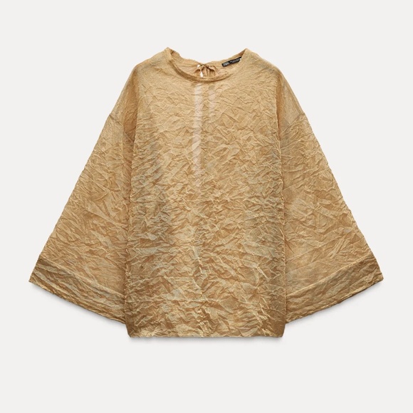 Zara Tops - Zara Wrinkled Kimono Top Sz S Golden